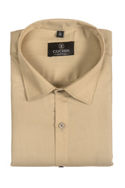 Cochin Cotton Solid Beige Satin Shirt