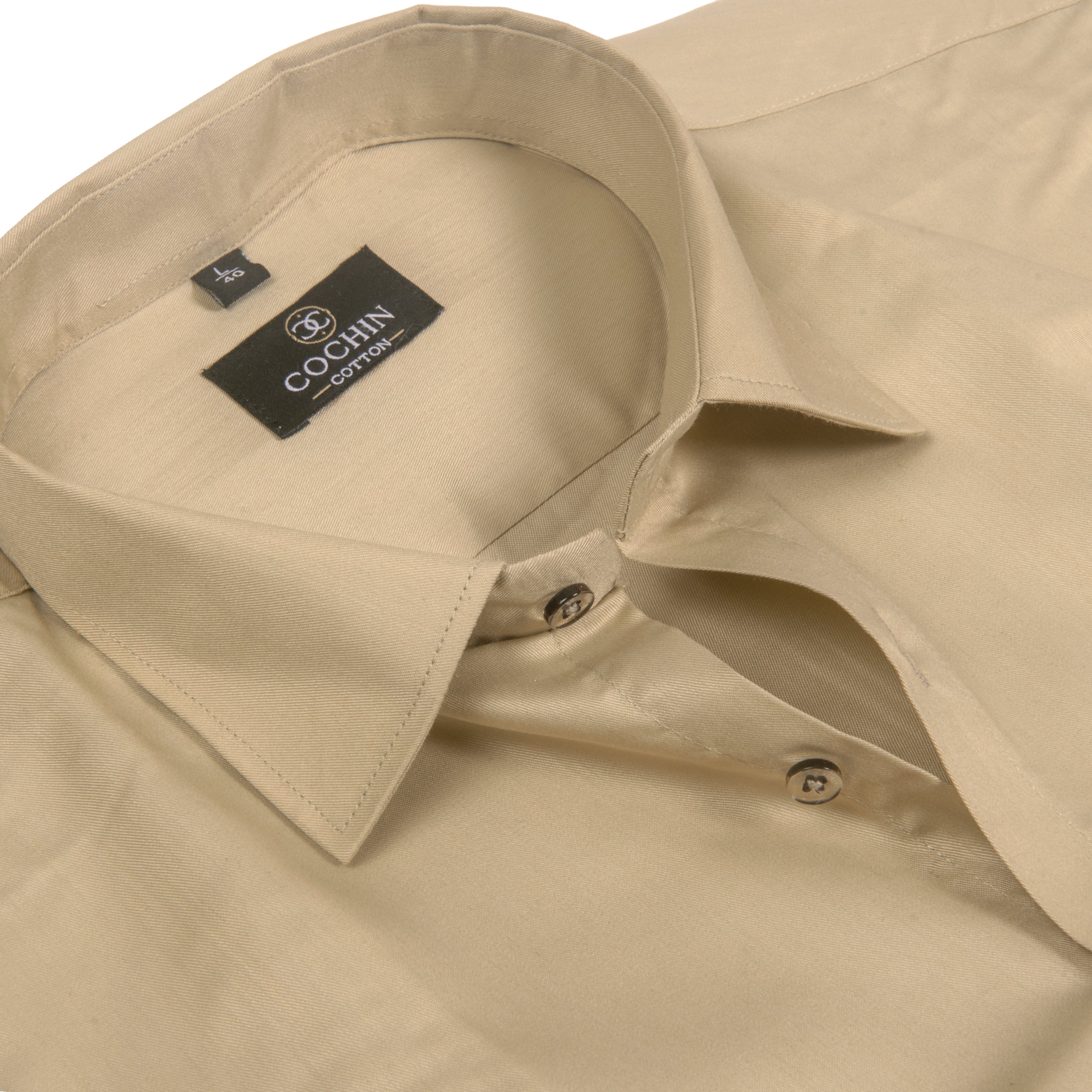 Cochin Cotton Solid Beige Satin Shirt