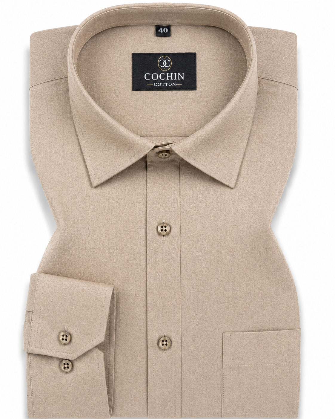 Cochin Cotton Solid Beige Satin Shirt