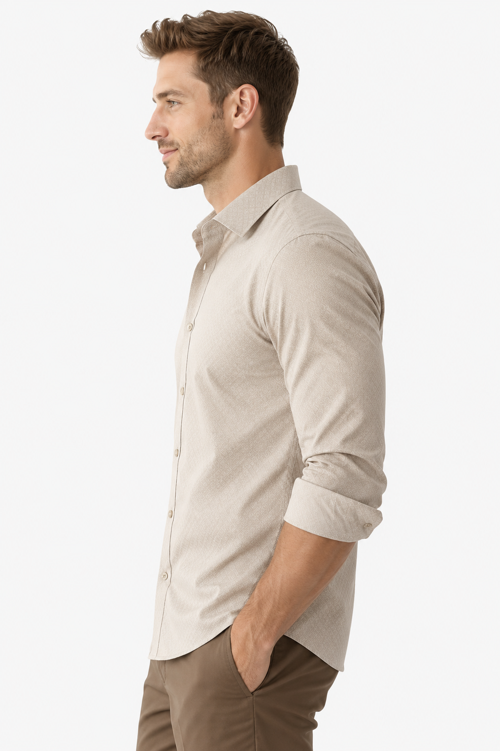 Cochin Cotton Solid Stone Beige Satin Shirt