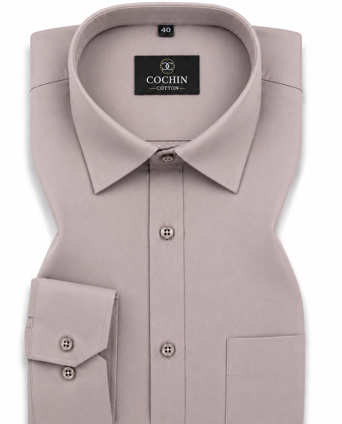 Cochin Cotton Solid Taupe Grey Satin Shirt
