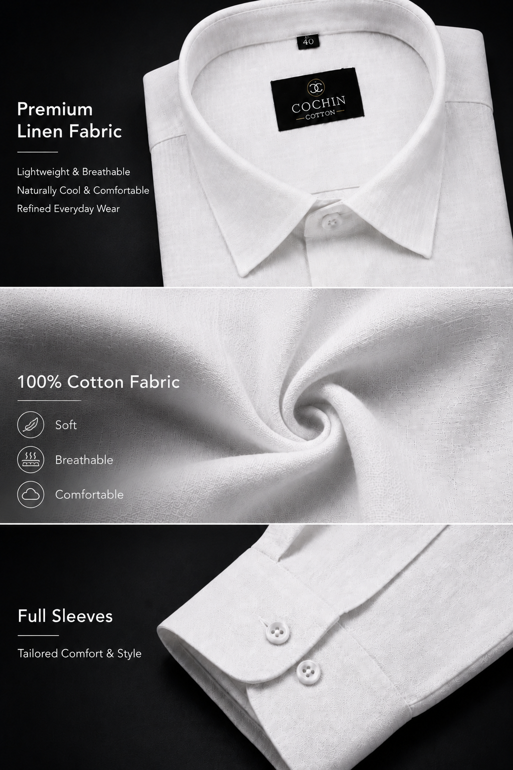 Cochin Cotton Premium White Linen Shirt