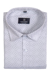 Cochin Cotton White Micro Diamond Printed Cotton Shirt