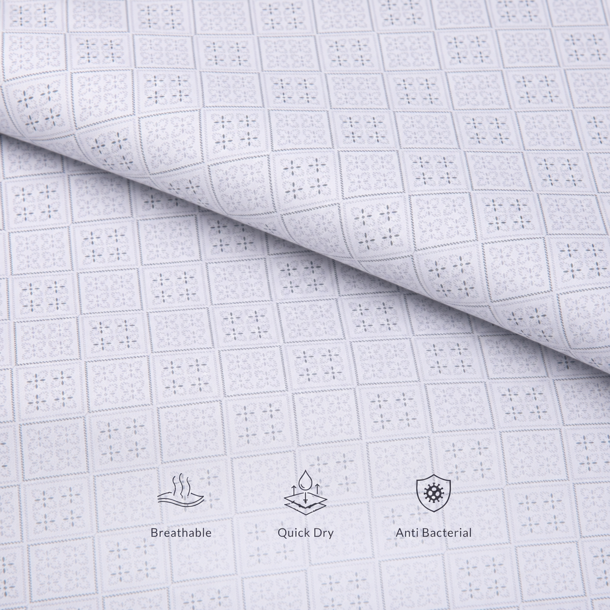 Cochin Cotton White Micro Diamond Printed Cotton Shirt