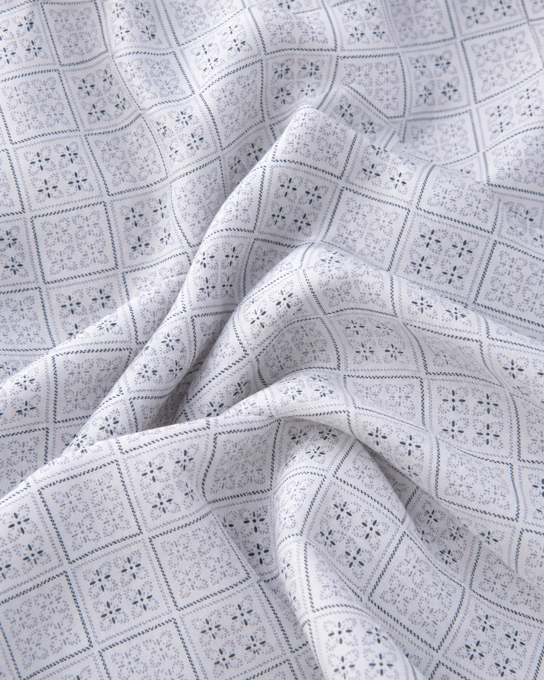 Cochin Cotton White Micro Diamond Printed Cotton Shirt